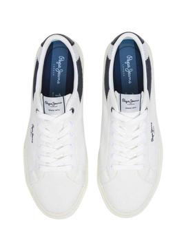 Tênis Pepe Jeans Kenton Knit branco para homem.