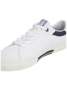 Tênis Pepe Jeans Kenton Knit branco para homem.
