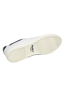 Tênis Pepe Jeans Kenton Knit branco para homem.