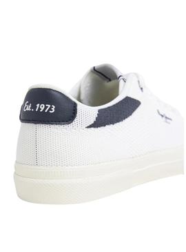 Tênis Pepe Jeans Kenton Knit branco para homem.