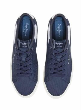 Sapatilhas Pepe Jeans Kenton Knit azul marinho para homem.