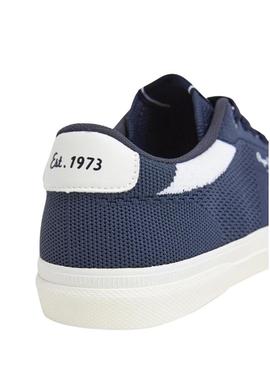 Sapatilhas Pepe Jeans Kenton Knit azul marinho para homem.