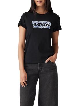Camiseta Levi's The Perfect Tee Ophelia Floral preta para mulher.