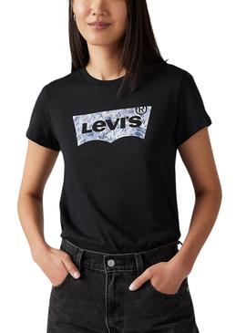 Camiseta Levi's The Perfect Tee Ophelia Floral preta para mulher.