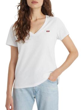 Camiseta Levi's Perfect V Neck branca para mulher