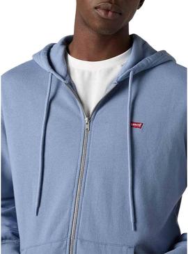 Camisola Levis Zip Up azul para homens.