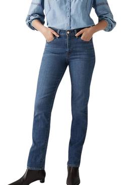Calça jeans Levi's 724 High-Rise Straight azul para mulher