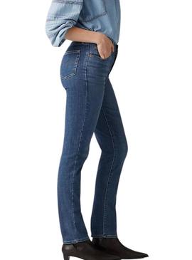 Calça jeans Levi's 724 High-Rise Straight azul para mulher