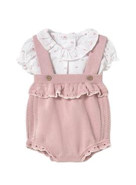 Conjunto Mayoral macacão de tricô e blusa para recém-nascido