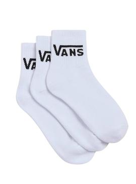Pack de 3 meias Vans Classic Half brancas para crianças
