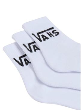 Pack de 3 meias Vans Classic Half brancas para crianças