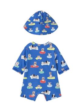 Macacão Mayoral banho com touca azul recém-nascido