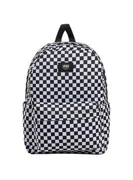 Mochila Vans Old Skool Grom Check preta para crianças.
