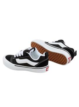 Sapatilhas Vans Knu Skool preto branco para crianças.