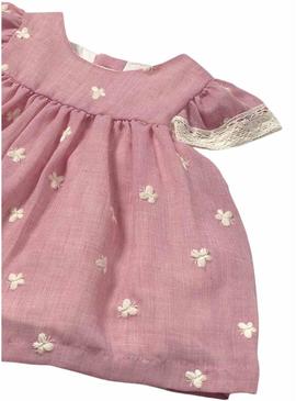 Vestido Mayoral com calcinha bordada cor-de-rosa bebê.