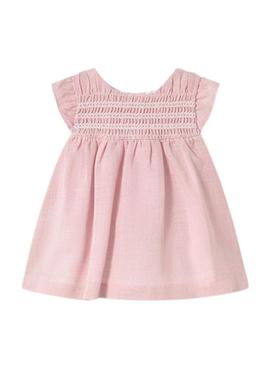 Vestido Mayoral favo de mel rosa para bebê