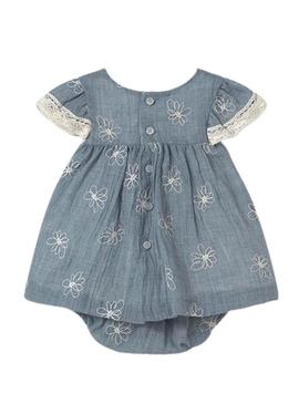 Vestido Mayoral com cueca bordado azul bebê