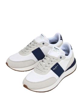 Sapatos Pepe Jeans Buster Knit branco para homem.