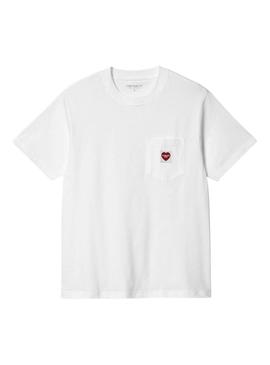 Camiseta Carhartt Pocket Heart branca para mulher.