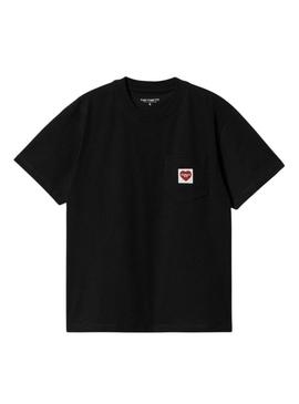 Camiseta Carhartt Pocket Heart preta para mulher