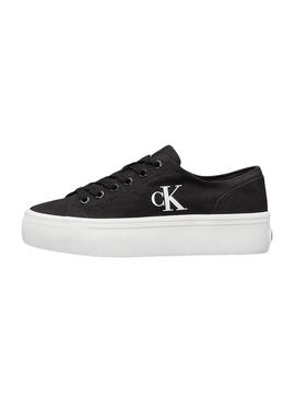 Sapatilhas Calvin Klein Flatform Low pretas para mulher.