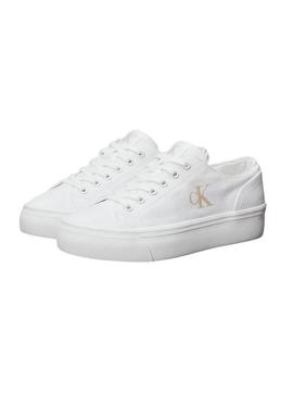 Sapatilhas Calvin Klein Flatform Low brancas para mulher.