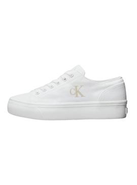 Sapatilhas Calvin Klein Flatform Low brancas para mulher.