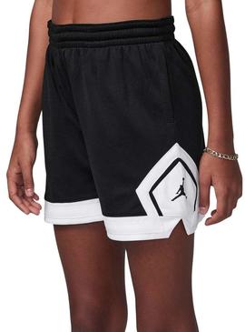 Bermudas Jordan Dri-FIT MJ Diamond preto para meninas e meninos.