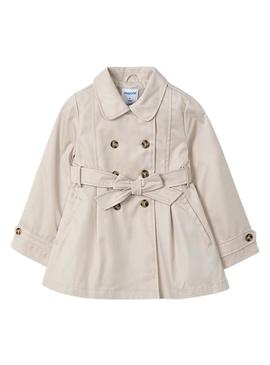 Trench coat Mayoral com laço bege para menina.