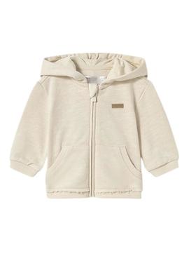 Sweatshirt Mayoral Canguru de peluche bege para bebê.