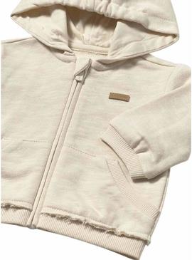 Sweatshirt Mayoral Canguru de peluche bege para bebê.