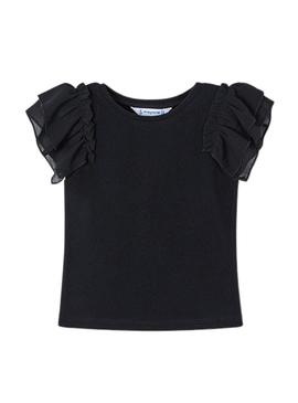 Camiseta Mayoral combinada preta para menina.