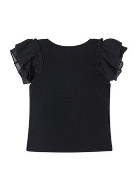 Camiseta Mayoral combinada preta para menina.
