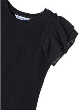Camiseta Mayoral combinada preta para menina.