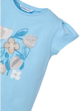 Camiseta Mayoral azul céu para menina