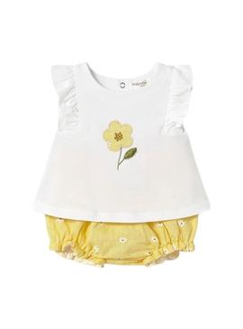 Conjunto Mayoral short Sunny amarelo para Bebê