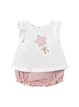 Conjunto Mayoral short rosa para bebéConjunto Mayoral shorts rosa para bebês