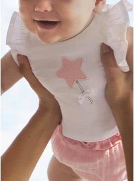 Conjunto Mayoral short rosa para bebéConjunto Mayoral shorts rosa para bebês