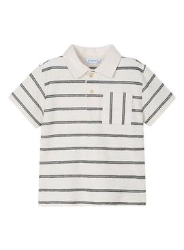 Polo Mayoral estampado de riscas bege para menino.