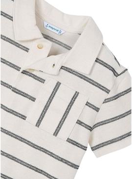 Polo Mayoral estampado de riscas bege para menino.