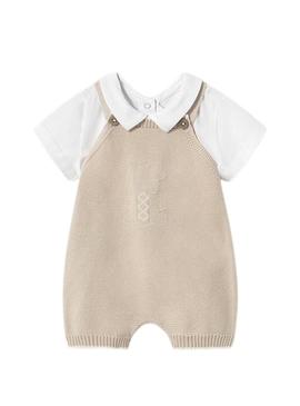 Conjunto Mayoral em tricô bege para bebê.