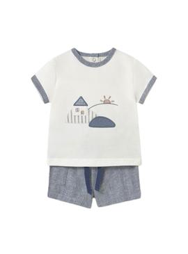 Conjunto Mayoral shorts Star azul para bebê