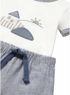 Conjunto Mayoral shorts Star azul para bebê