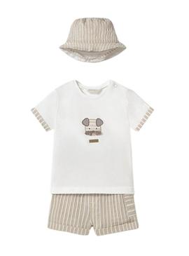 Conjunto Mayoral calça camiseta bege para bebê