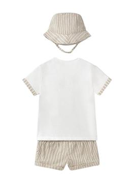 Conjunto Mayoral calça camiseta bege para bebê