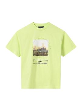 Camiseta Mayoral estampada verde para menino