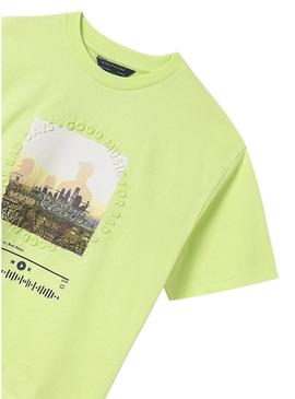 Camiseta Mayoral estampada verde para menino