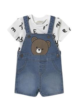 Conjunto Mayoral macacão jeans azul para bebê