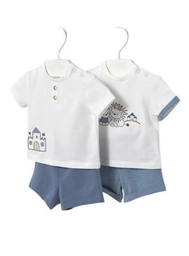 Conjunto 4 peças Mayoral azul riviera para bebê