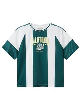 Camisa Name It Donnol verde e branca para menino.
